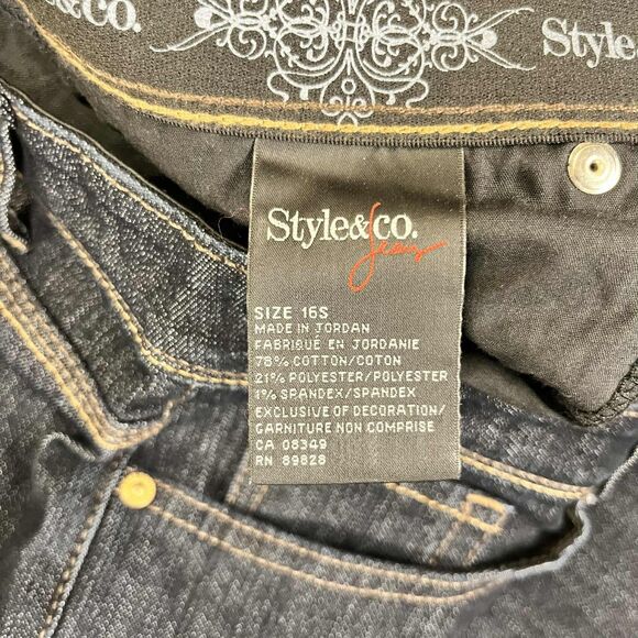 Style & Co Jeans Women 16S Bootcut Dark Wash Stretch Denim Mid Rise Western Boho - Picture 5 of 8